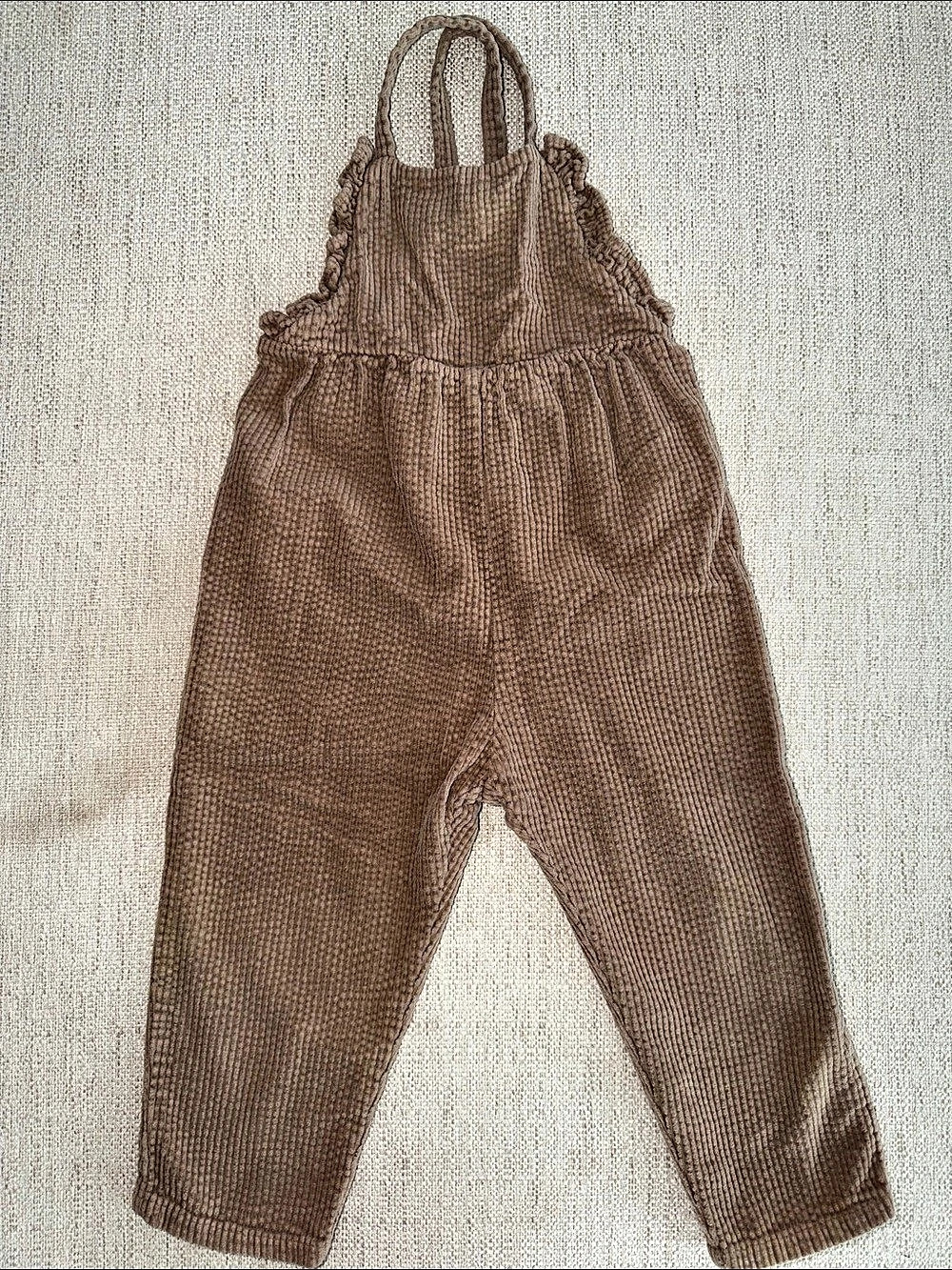 Zara Girls Brown Ribbed Ruffle Romper Size 3-4 Years